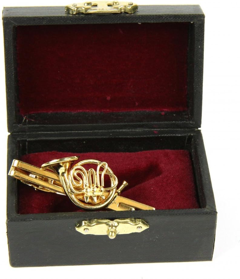 Miniblings French Horn Tie Clip + Box Gold Plated Brass Music Orchestra Tiepin