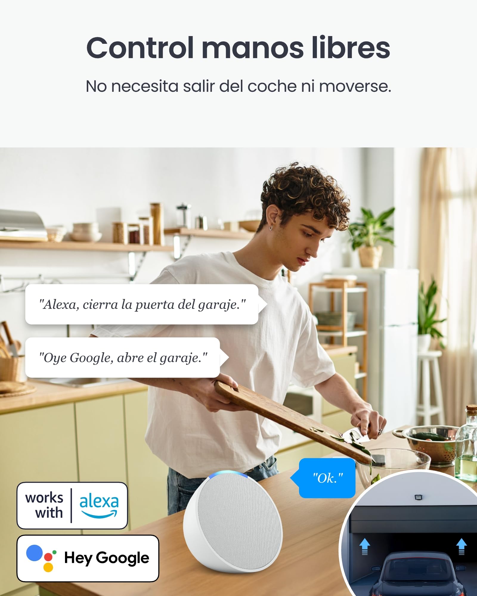 SwitchBot Abridor de puerta de garaje inteligente WiFi, certificado mate, control de aplicación, Alexa/Google/Siri/IFTTT/SmartThings compatible, múltiples modos de notificación, no requiere hub