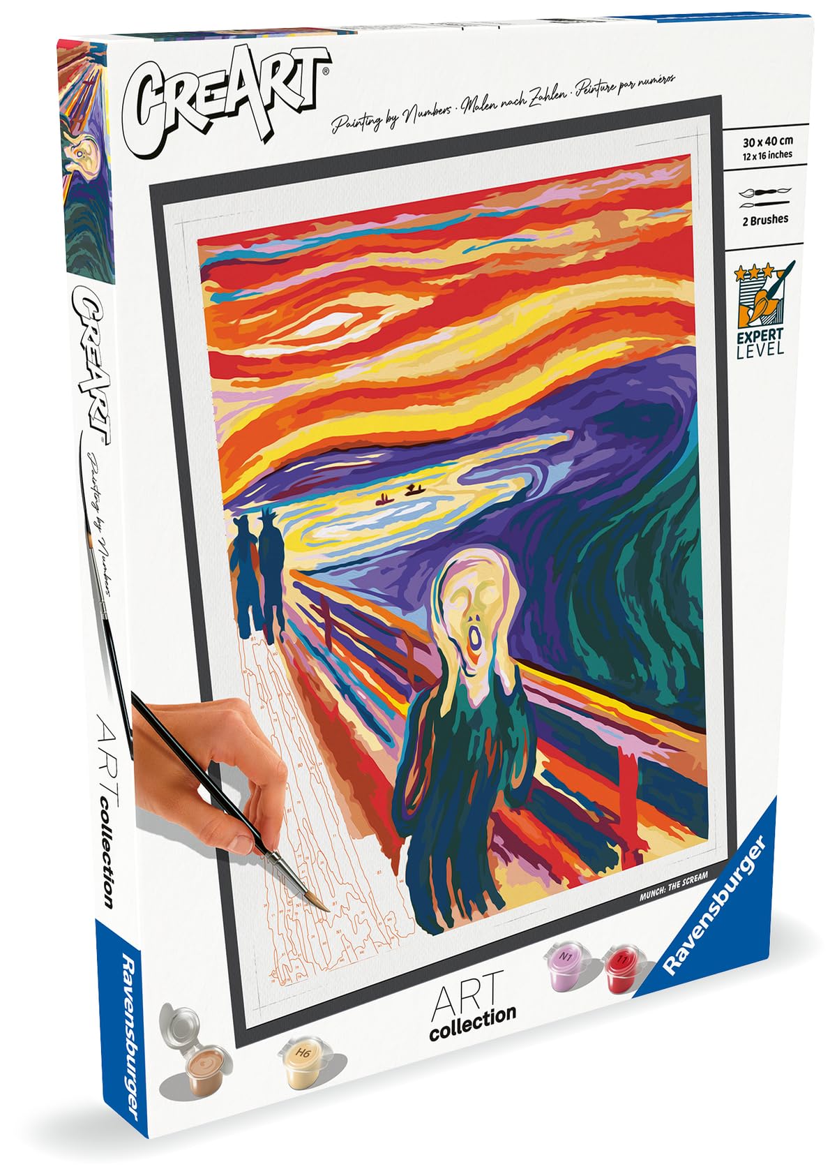 Ravensburger – CreArt 30x40 cm – Adulte – Peinture par numéros – Le Cri – Art Collection – Activité détente et créative – 23691