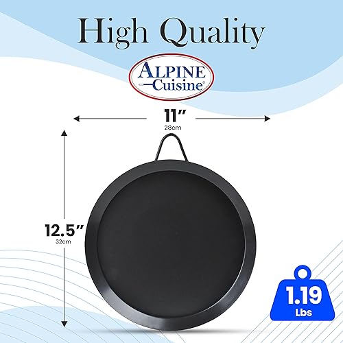 Miniatura 9 de Alpine Cuisine Comal redondo antiadherente de 8 pulgadas - Comal de tortilla de acero al carbono negro con un solo mango - Comal duradero y