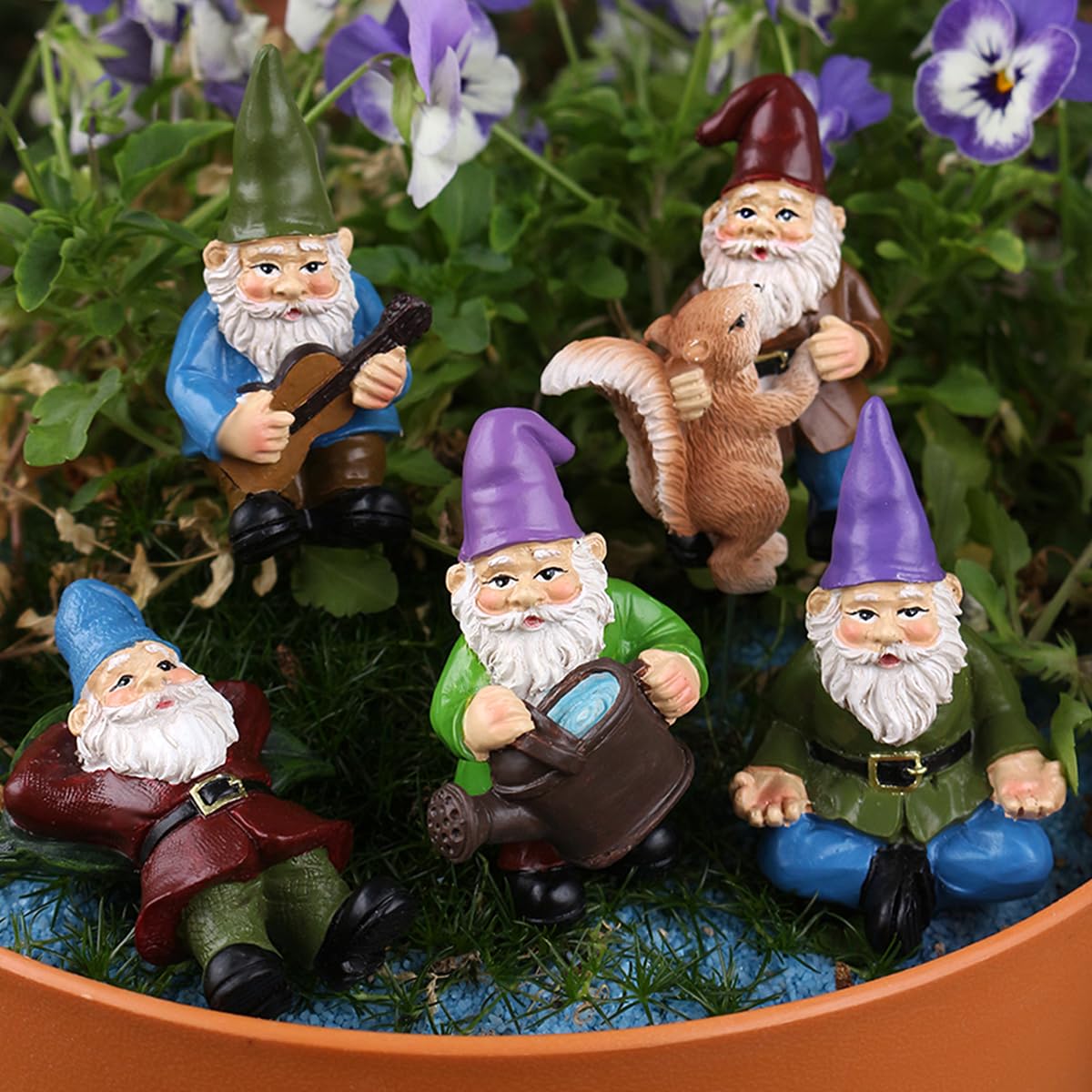 5 Stück Gnomos De Maceta De Plantas, Decoracion Jardin Exterior, Estatua De Gnomo En Miniatura De Bonsái, Enano Pequeño Gnomos De Jardín En Miniatura, para Patio, Oficina, Jardín, Escritorio