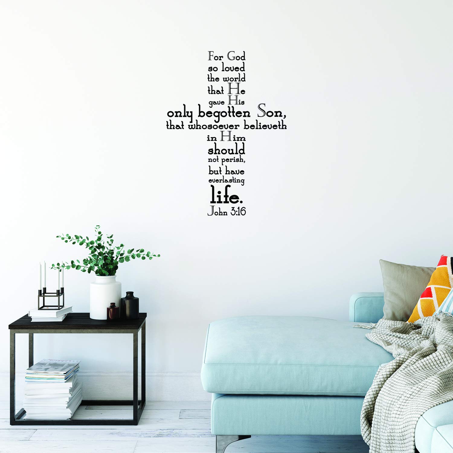 John 3:16 Cross Vinyl Wall Decal Sticker Art (22" X 30")