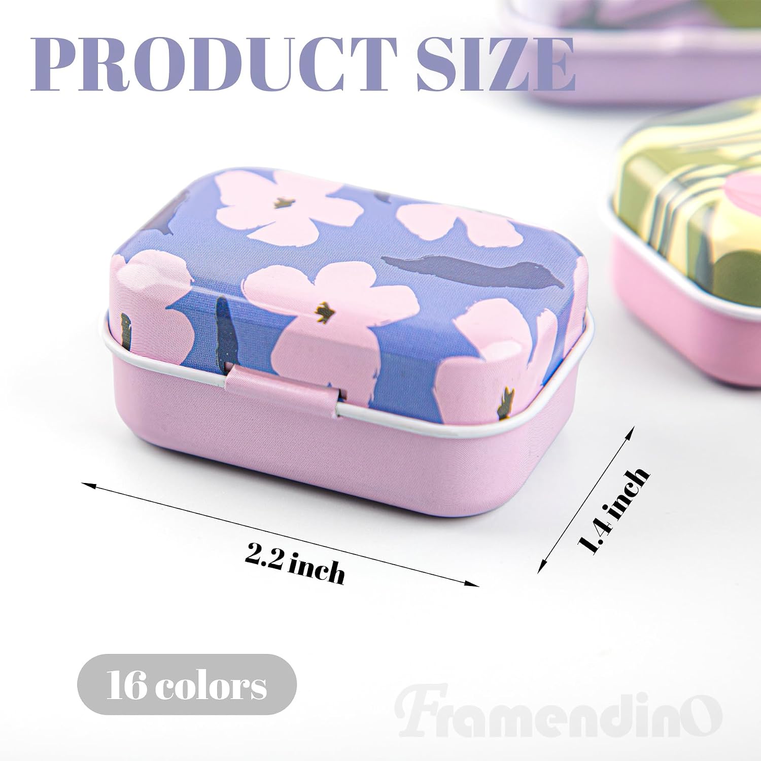 Framendino, 5 Pack Mini Flower Tin Trinket Small Jewelry Storage Box Decorative Boxes Metal Tins with Lids (Random Color) image 2