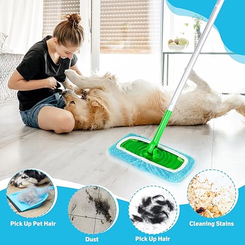 Miniatura 5 de Almohadillas de microfibra reutilizables compatibles con trapeador Swiffer, almohadillas lavables para uso húmedo y seco, almohadilla de fregona