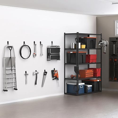 Miniatura 9 de WALMANN Ganchos de almacenamiento de garaje, ganchos de montaje en pared para herramientas, escaleras, cables, sillas plegables, palas y rastrillos,