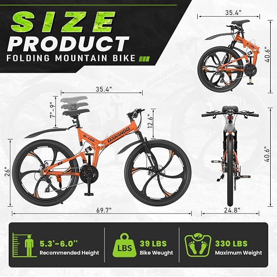 26 Inch Folding Mountain Bike,21 Speeds
