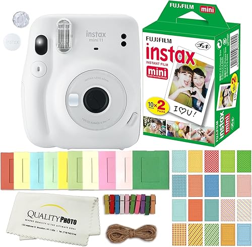 FUJIFILM INSTAX Mini 11 - Adhesivos para cámara de película instantánea y accesorios Instax, marcos colgantes y paño de microfibra (blanco hielo) disponible en Yaxa Colombia