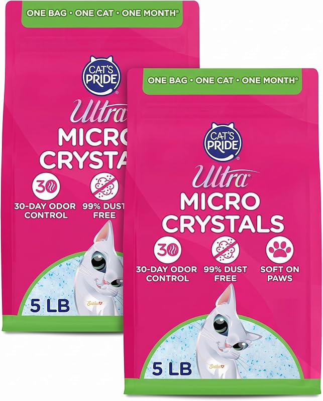 Areia para Gatos de Cristais de Sílica Gel Sem Perfume ULTRA Micro Crystals 2 Pacotes de 2,27 kg