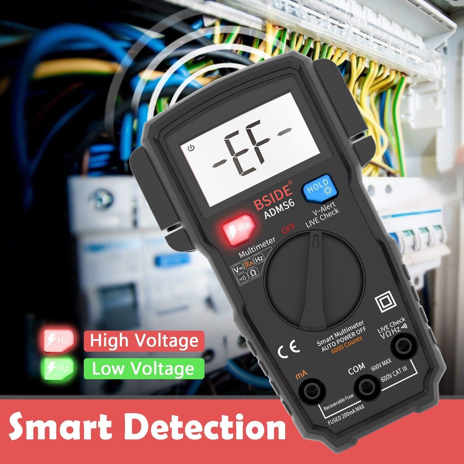 BSIDE Multimeter performing smart detection for high and low voltage