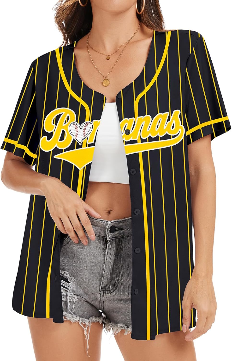 Baseball Button Up Shirt for Women Quick-Dry Graphic Baseball Game Day Fan Jersey Short Sleeve Tops