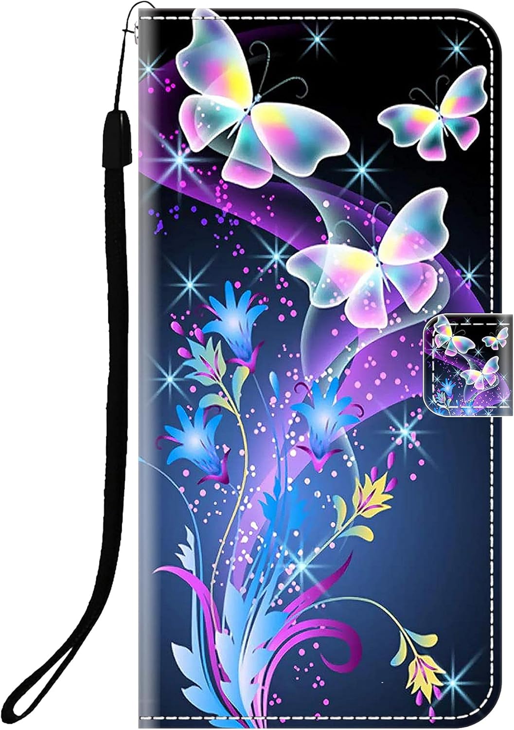 Sunrive Funda Compatible con Xiaomi Redmi 3s/ 3s Prime/ 3X/ Redmi 3 Pro, Cuero Artificial Sintético Protectiva Carcasa Resistente Cierre Magnético,en Folio,Soporte Plegable(Q Mariposa 2)