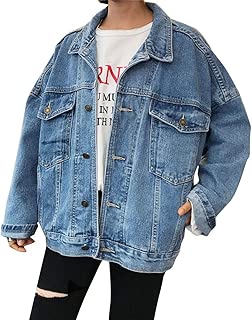 Women Fashion Solid Long Sleeve Jean Jacket ❀ Ladies Boyfriend Style Jeans Outwear Retro Oversize Cowboy Denim Loose Casual Jacket