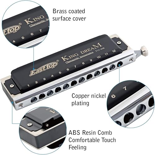 Miniatura 2 de East top King Dream - Llave de armónica cromática de C, 12 agujeros, 48 tonos, armónica profesional para órgano bucal para adultos, profesionales y