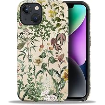 DAIZAG Case for iPhone 13 iPhone 14,Vintage Botanical Floral Full-Body Design Hybrid Dual Protection Soft TPU Hard PC Shockproof Scratch-Resistant Protective Cover Phone Case for Men Women