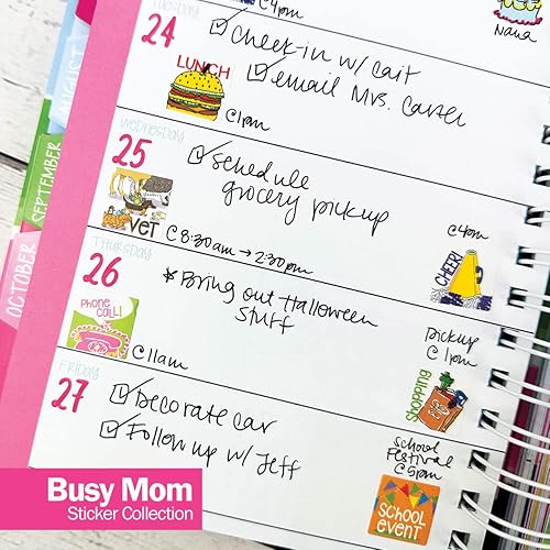 Miniatura 6 de Carpeta de recordatorios 2023-2024 de 18 meses + juego de calcomanías para planificador variado, vistas semanales y mensuales, tapa dura, cierre