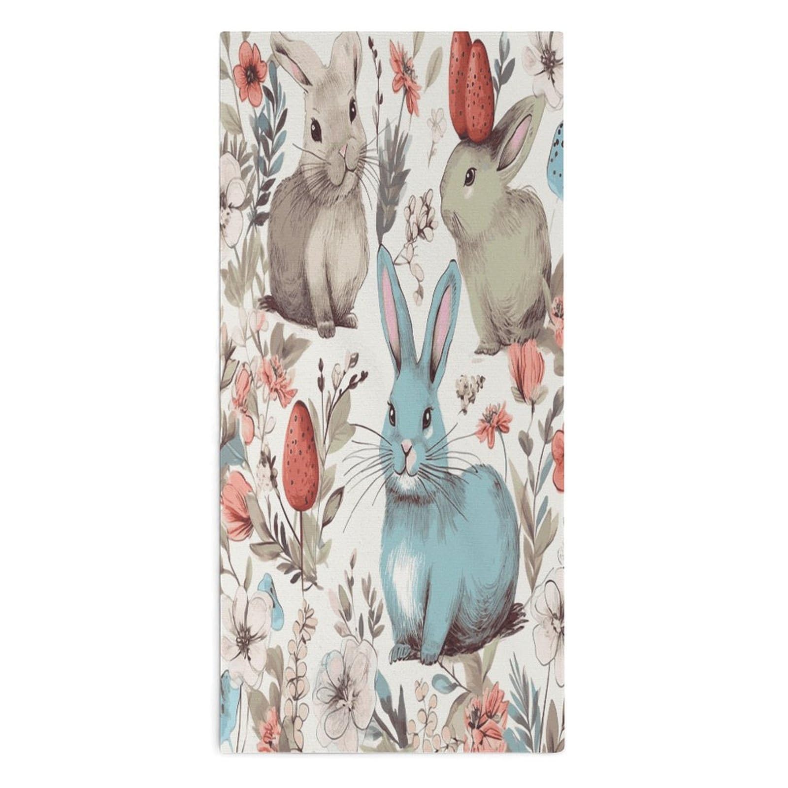 Fodpand Style Flowers Bunnies Birds Microfiber Towels, Decorative Bath Towel Soft & Lightweight, Hand Towels Multipurpose Use For Bathroom, Pool, Gym, Spa, And Hotel Use