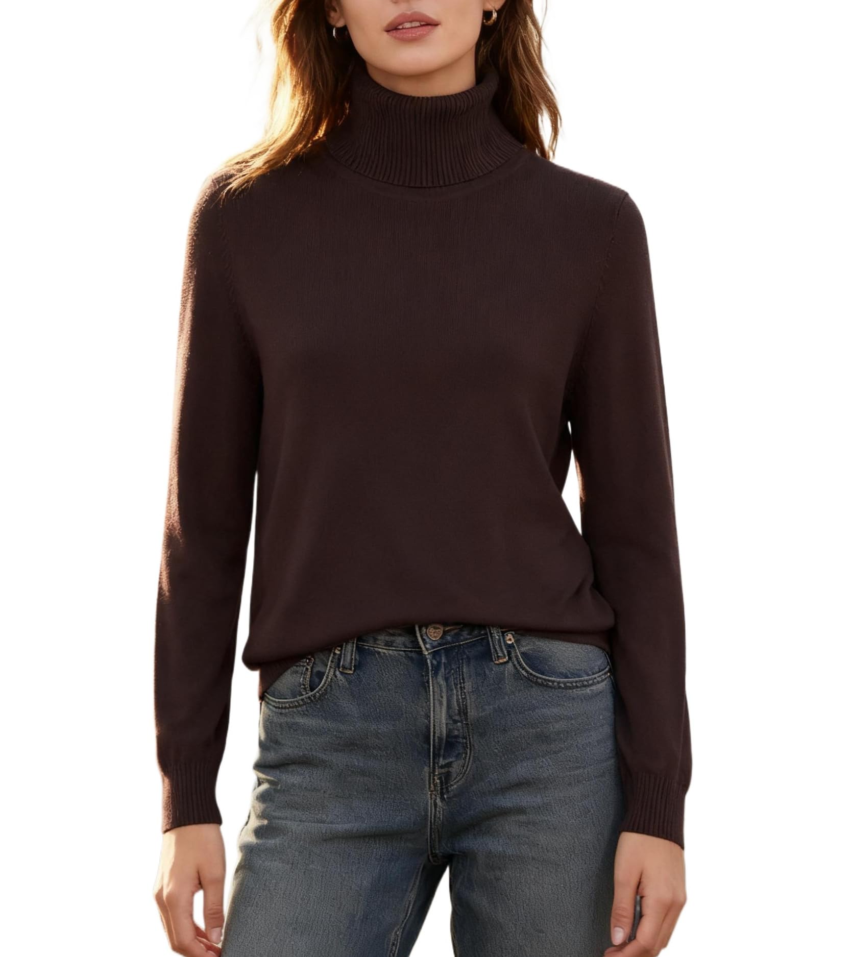 DAIMIDY Turtleneck Sweaters for Women Long Sleeve Knit Pullover Sweater Top Fall Winter Fashion Outfits