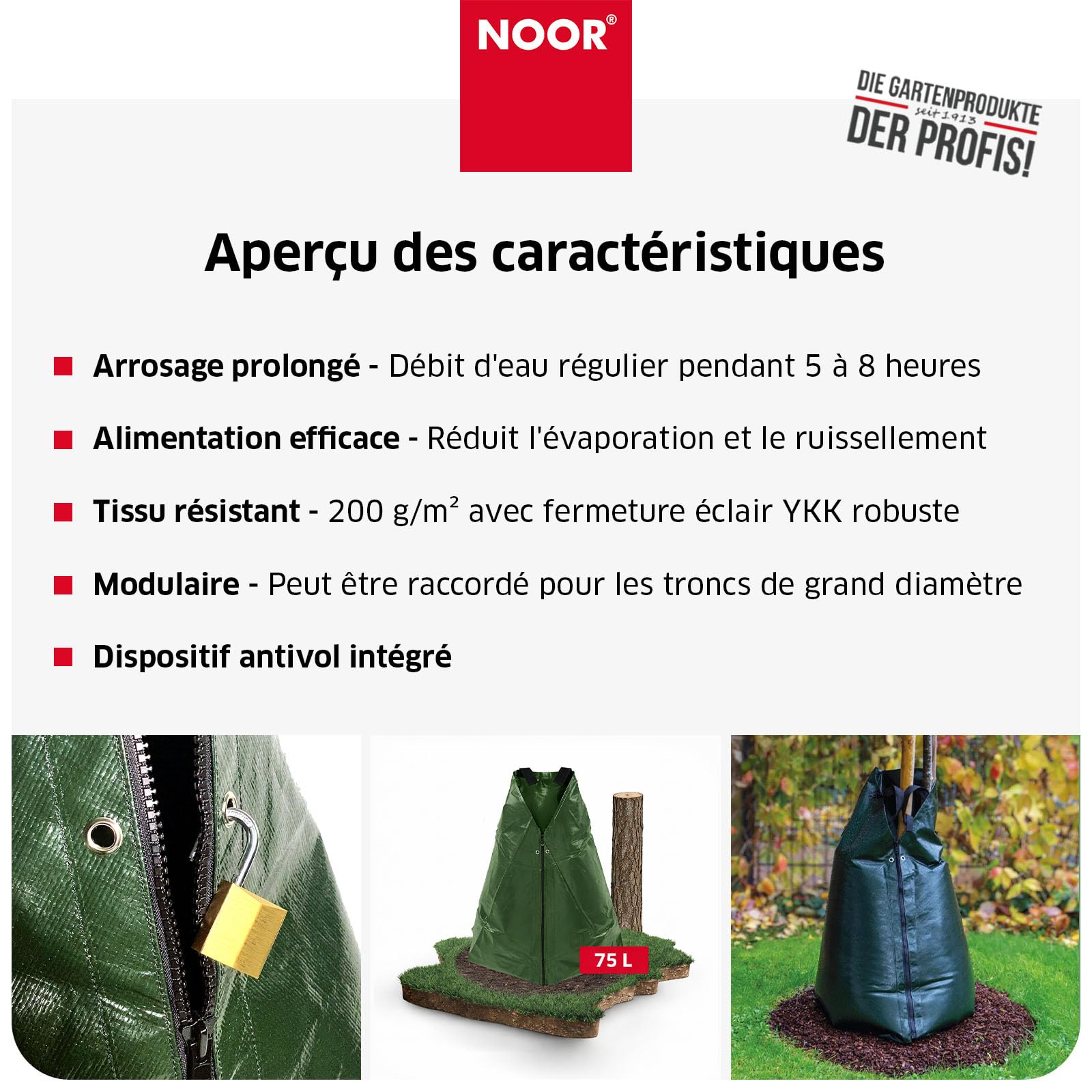 NOOR Sac d’arrosage pour arbres FROGBAG robuste 75 L - lot de 2