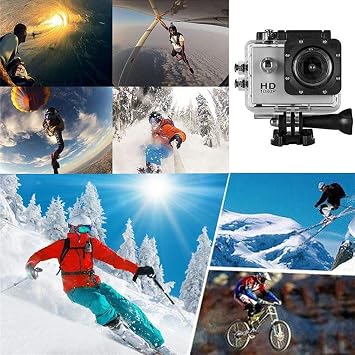 Action Camera, HD 1080P Action Camera Waterproof Camera with 2.0' Screen Underwater Cam Waterproof 30M, for Live Streaming Stabilisation,Gold