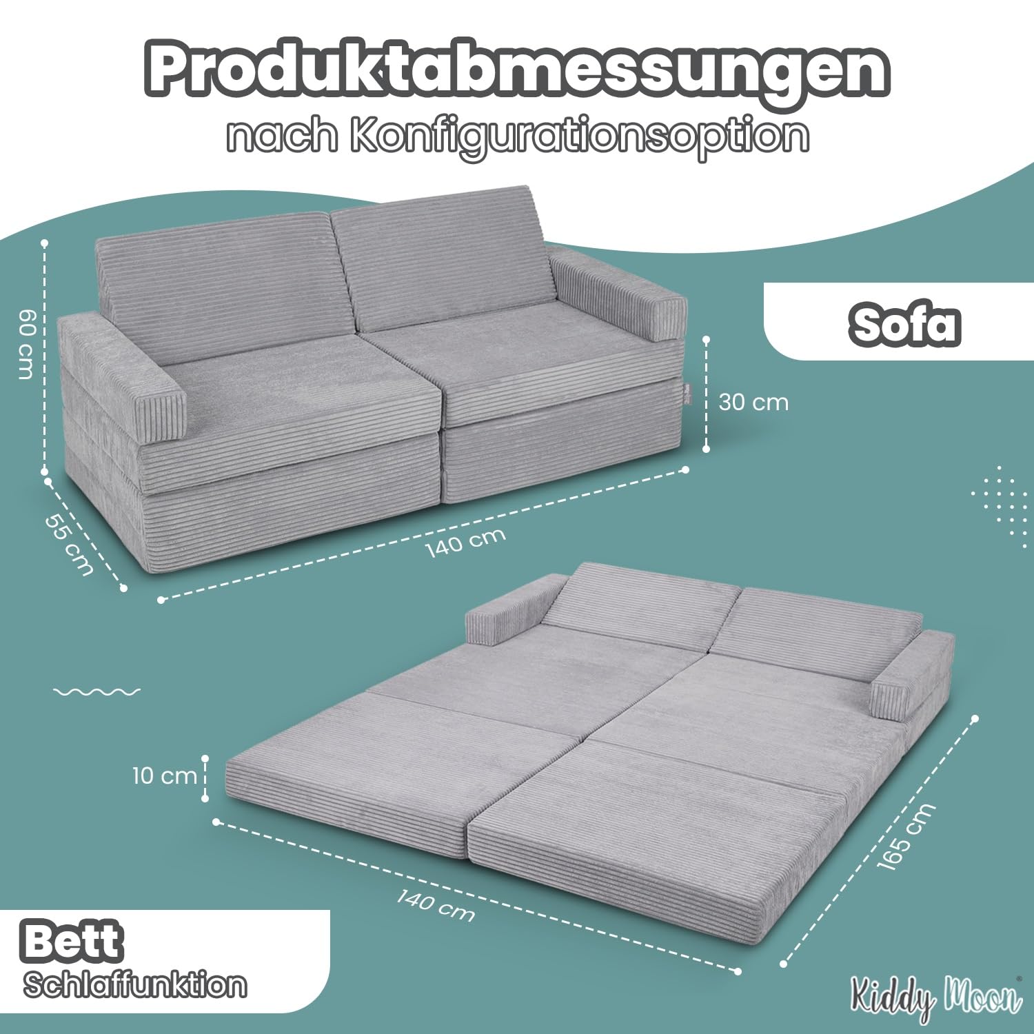 KiddyMoon Kindersofa Aufklappen Aus Schaumstoff Spielsofa Für Kinder Schlafsofa Kindersessel Kinder Couch Kinder Sofa Für Kinderzimmer Kindercouch Faltmatratze Matratzen, Violett