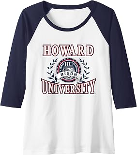 Howard University Bison Laurels Logo Officially Licensed Raglan Baseball Tee