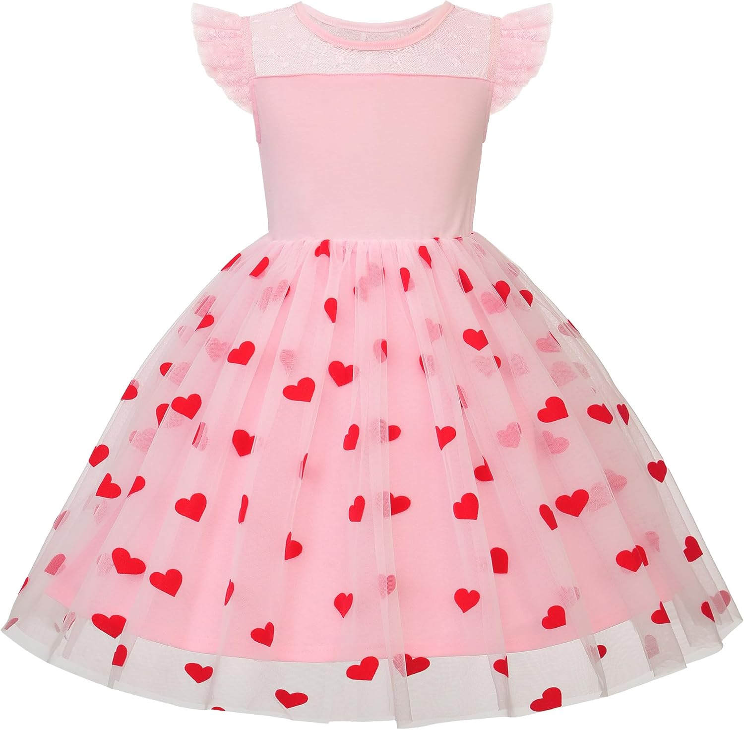 Uhnice 幼児 女の子 チュチュ フラッター スリーブ サマードレス カジュアル パーティー チュール サンドレス