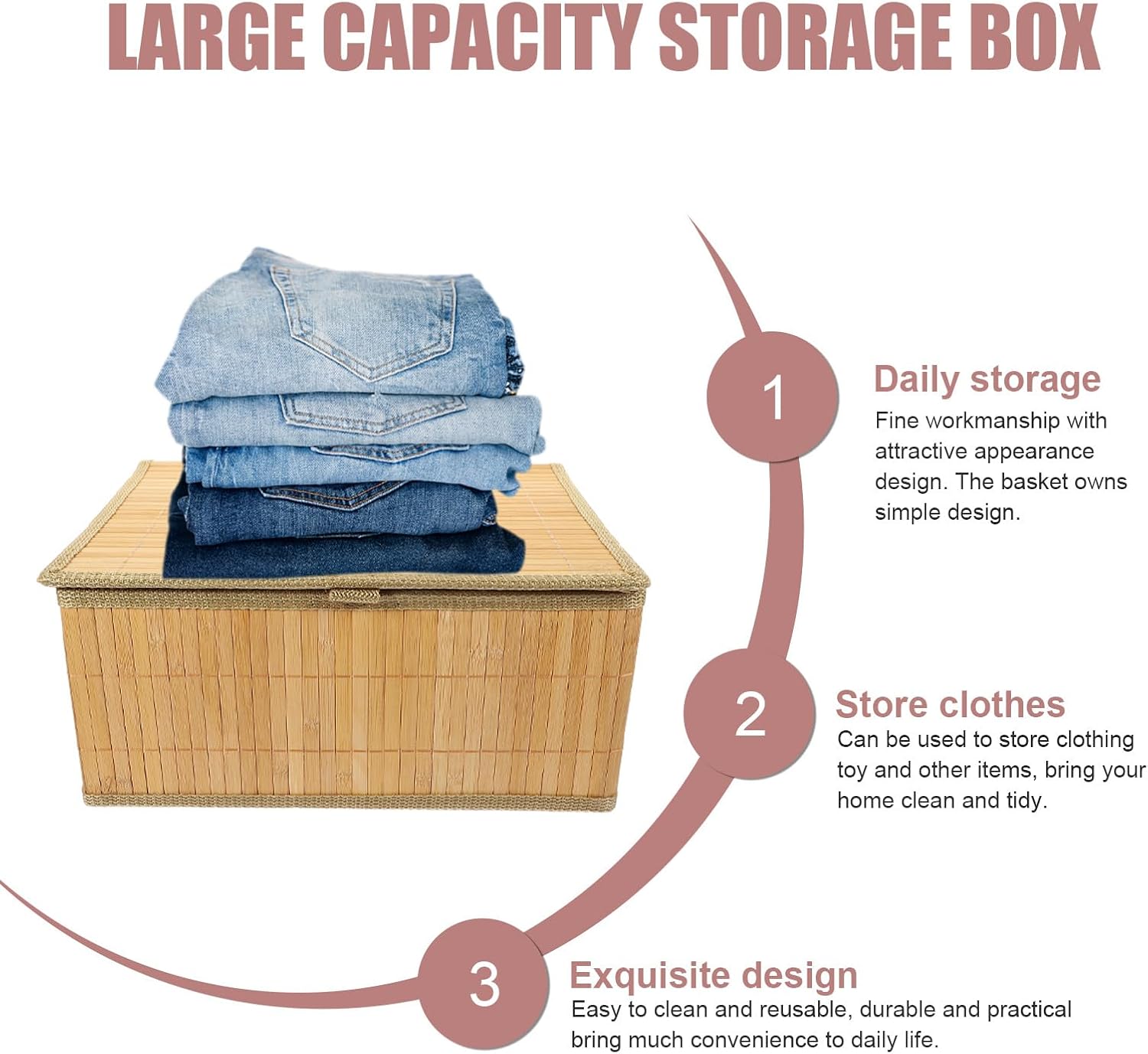 3pcs Storage Basket Set with Lids, Rectangular Shelf Organizer Boxes for Home and Office Desktop Sundries and Cosmetics Storage