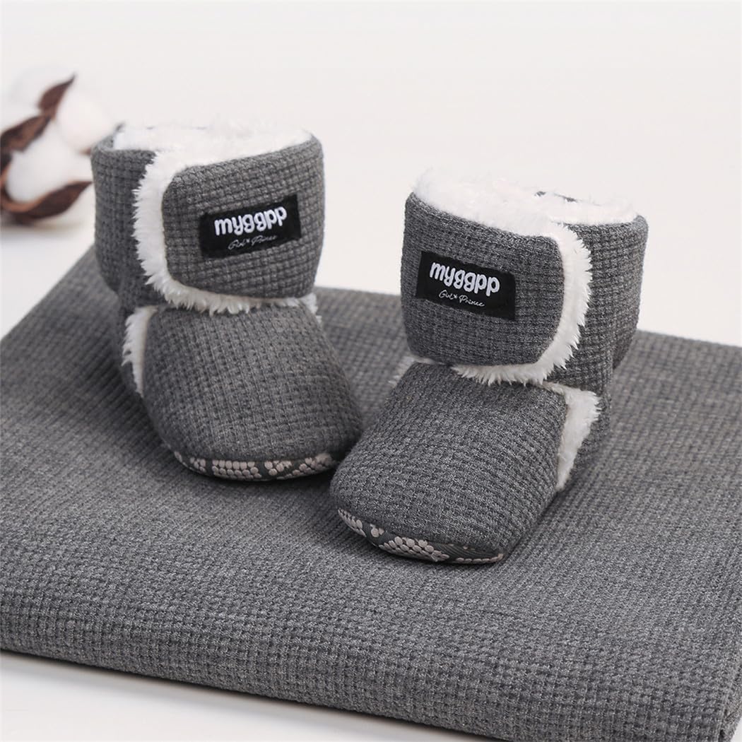 Baby Booties Cozy Fleece Slippers Soft Baby Shoes With Gripper Soles, Winter Infant Newborn Crib Sock Shoe Warm Footwear First Walkers