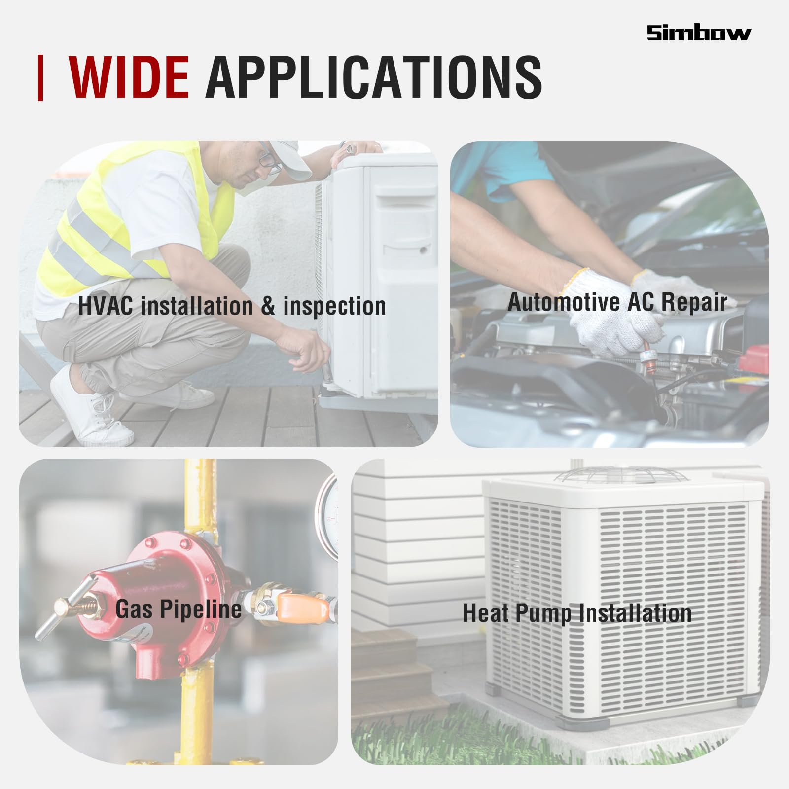 Detector de fugas de refrigerante, Simbow ALD-200PRO, detector de fugas de freón profesional 3 en 1 A2L con sensibilidad de 4 g/año, detector de fugas de diodo calentado para batería R32 R454B R290