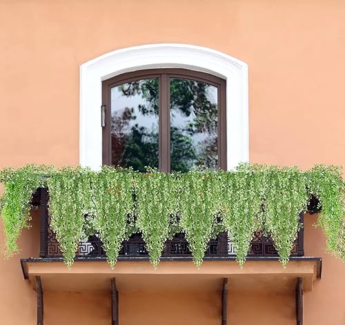 Miniatura 6 de RECUTMS 4 piezas de flores colgantes de vid sintética, decoración artificial, plantas colgantes falsas, plantas colgantes artificiales para