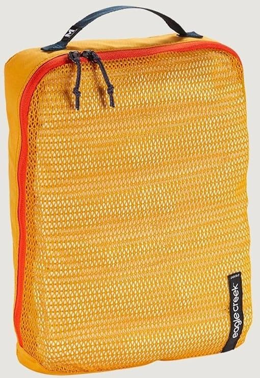 Eagle Creek Pack-It Reveal Medium Packing Cubes for Travel - Durable, Water-Resistant Fabric with Angled Zipper Design  Front-Panel Mesh Window, Az Blue/Grey