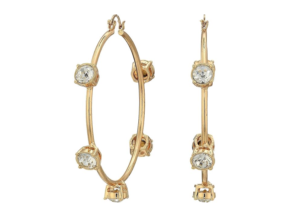 

Steve Madden Rhinestone Stud Design Hoop Earrings (White/Yellow Gold-Tone) Earring