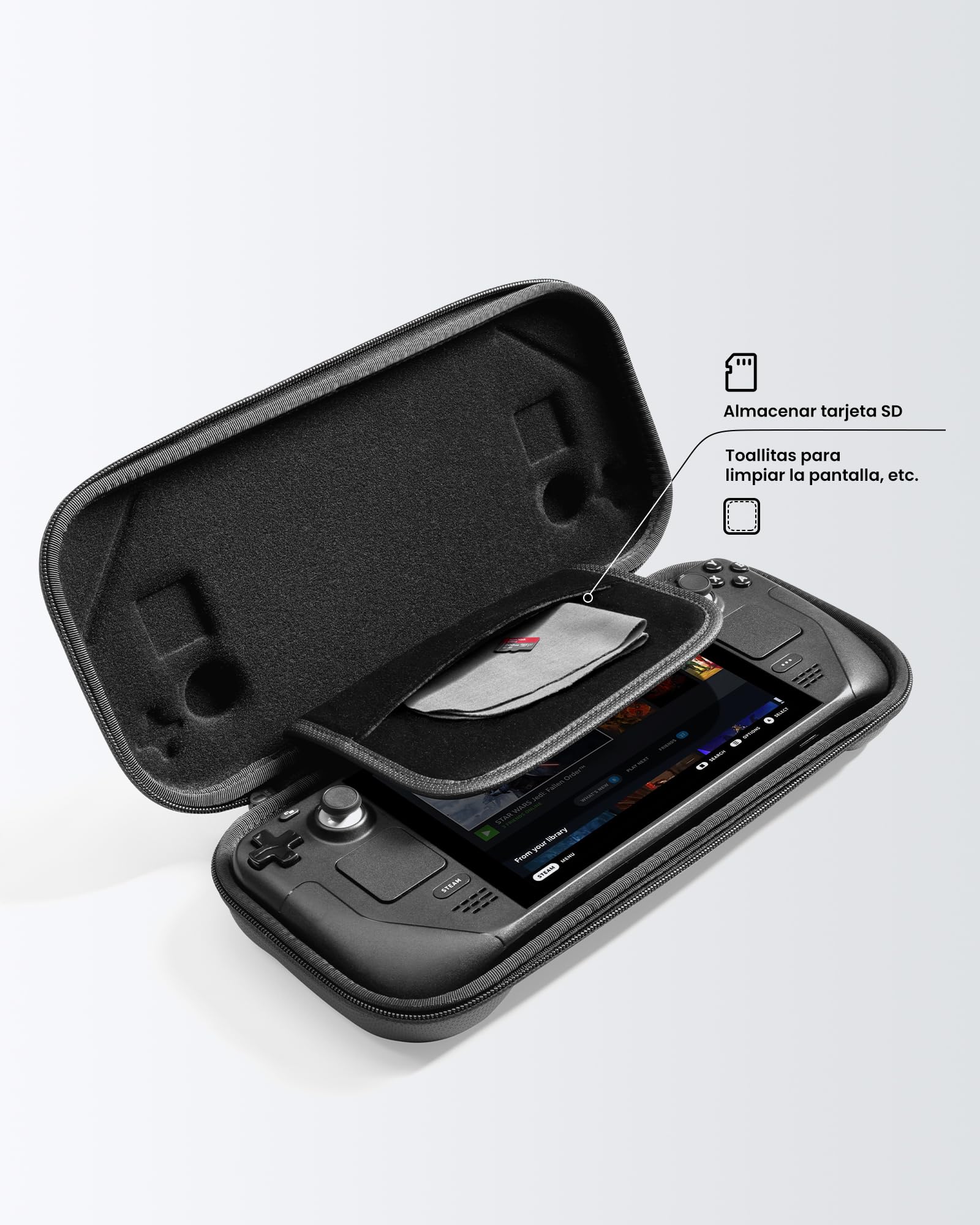 tomtoc Funda de Transporte Steam Deck/Steam Deck OLED, Estuche rígida de Filz de protección Total para Transportar la Consola Steam Deck y Sus Accesorios, Bolsa de Viaje a Prueba Golpes, como Regalos