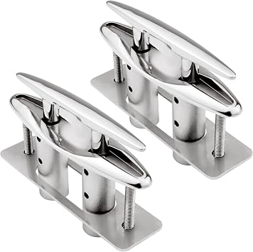 SHENGHUISS Boat Cleats 316 Stainless Steel Pop Up Cleat Retractable Heavy Duty Pull Up Cleat Flush Mount Deck Cleats with Backing Plate and Lock Nuts5"/6"/8"/10"