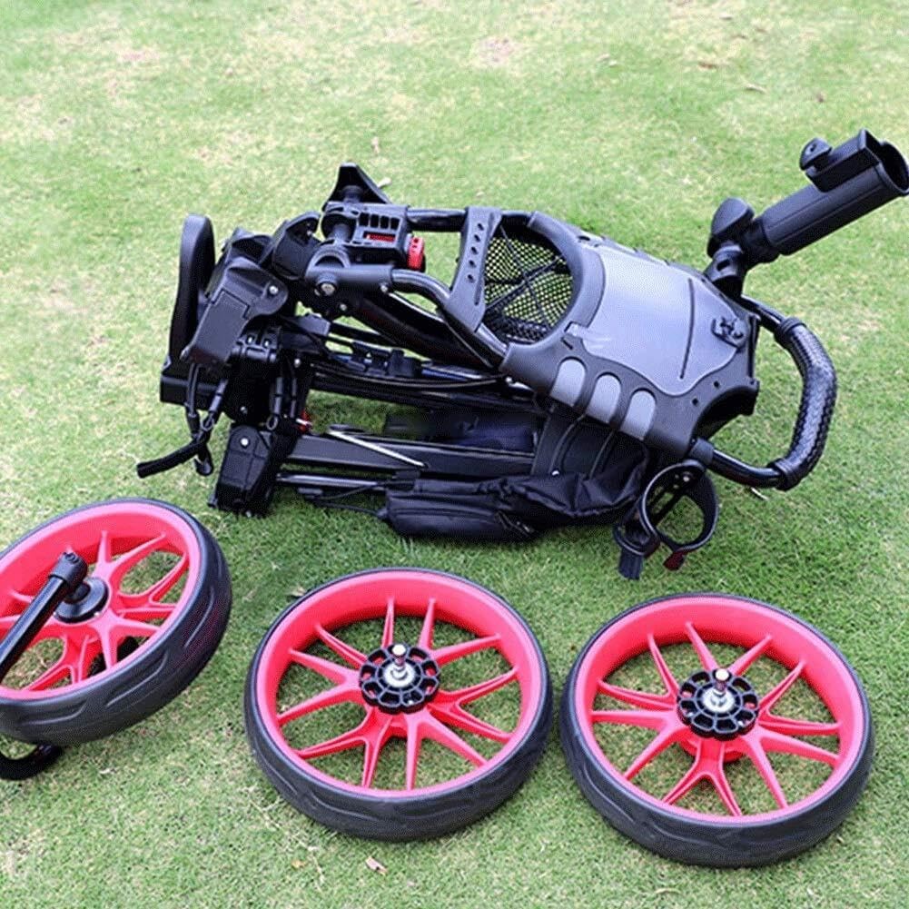 Three-Wheeled Golf Trolley, Aluminum Alloy Push Cart with Storage Bag, Umbrella Stand, Bottle Cage, Foldable Design