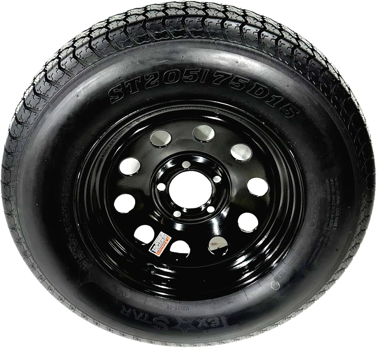 ST205/75D15 Trailer Tire On Black Wheel Modular Rim LRC 5 Lug 5x5 Bolt Pattern