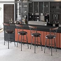 Vista 2 de COSTWAY Taburetes de bar para isla de cocina, taburetes de bar giratorios de altura de asiento ajustable de 24/30 pulgadas, asiento acolchado