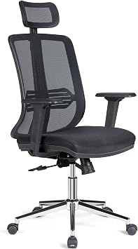 Velora Soft Ergonomik Ofis Sandalyesi, Fileli, Krom Ayaklı, Ayarlanabilir Başlıklı