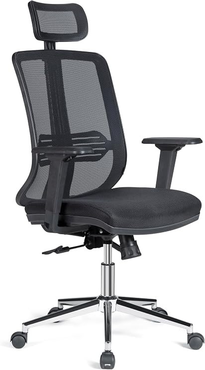 Velora Soft Ergonomik Ofis Sandalyesi, Fileli, Krom Ayaklı, Ayarlanabilir Başlıklı