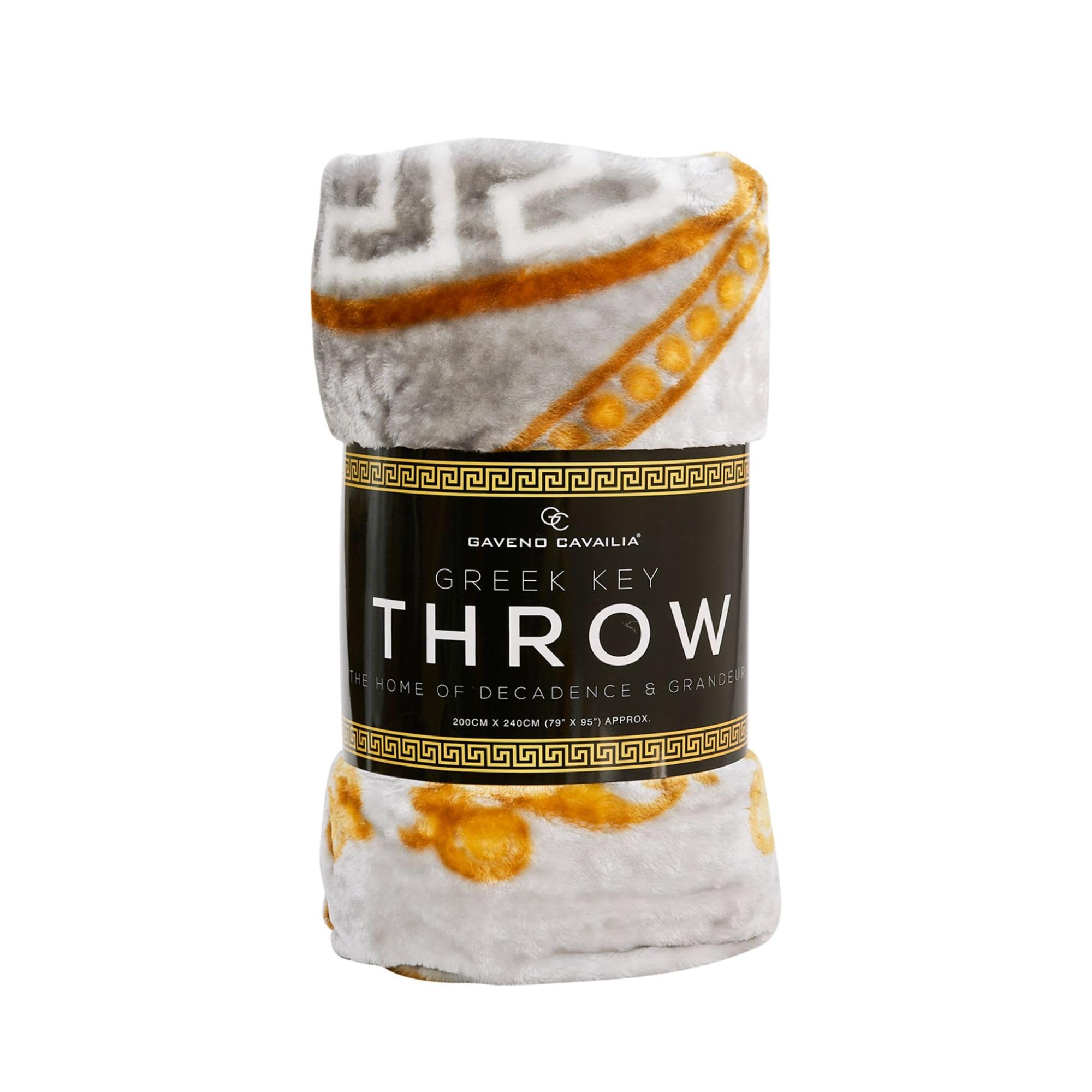VELVETIO Premium Greek Key Throw King (200 x 240cm), Sherpa Warm Thick Faux Fur Mink Blanket, Extra Large Cuddly Fleece Damask Blankets for Sofa Bed, Grey