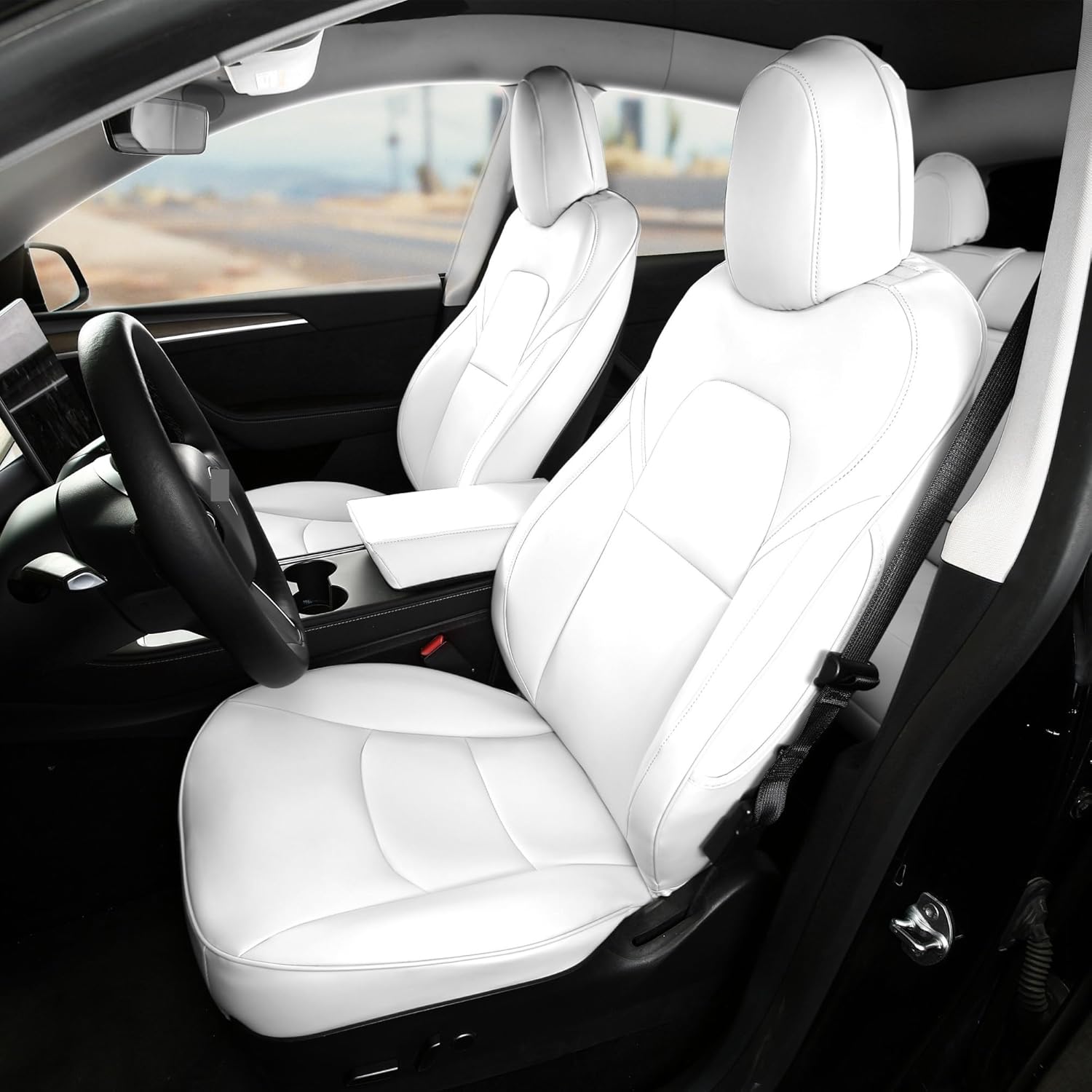 Car Seat Covers 2020-2024 Compatible for Tesla Model Y 5 Seats Napa Leather Front and Rear Seat Covers Cushion(Model Y)