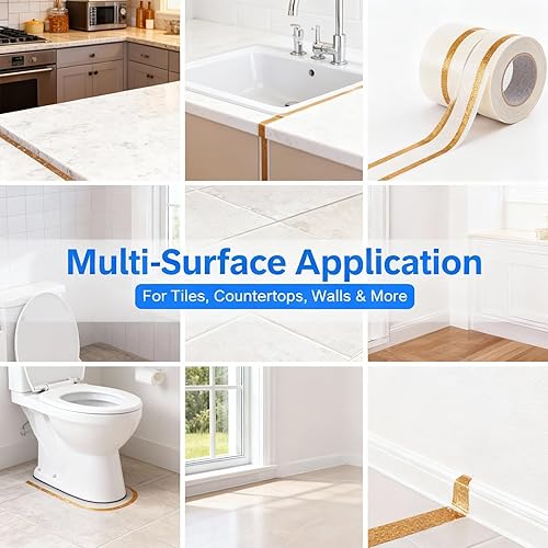Miniatura 7 de Self-Adhesive Gap Beautifying Tape (6 M20 ft), Ceramic Tile Gap Tape, Waterproof Self-Adhesive Caulk Tape for Bathroom, Kitchen, Toilet, Wall Edges
