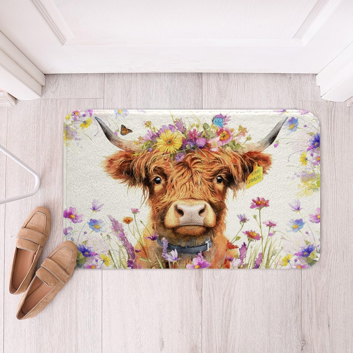 Loussiesd Hochland Kuh Badematte 50x80cm Hochland Rinder Tier Badezimmerteppich Western Dekor Bauernhaus Badvorleger Bauernhaus Wildtiere Badteppiche Bauernhaus Rinder Bull Duschvorleger
