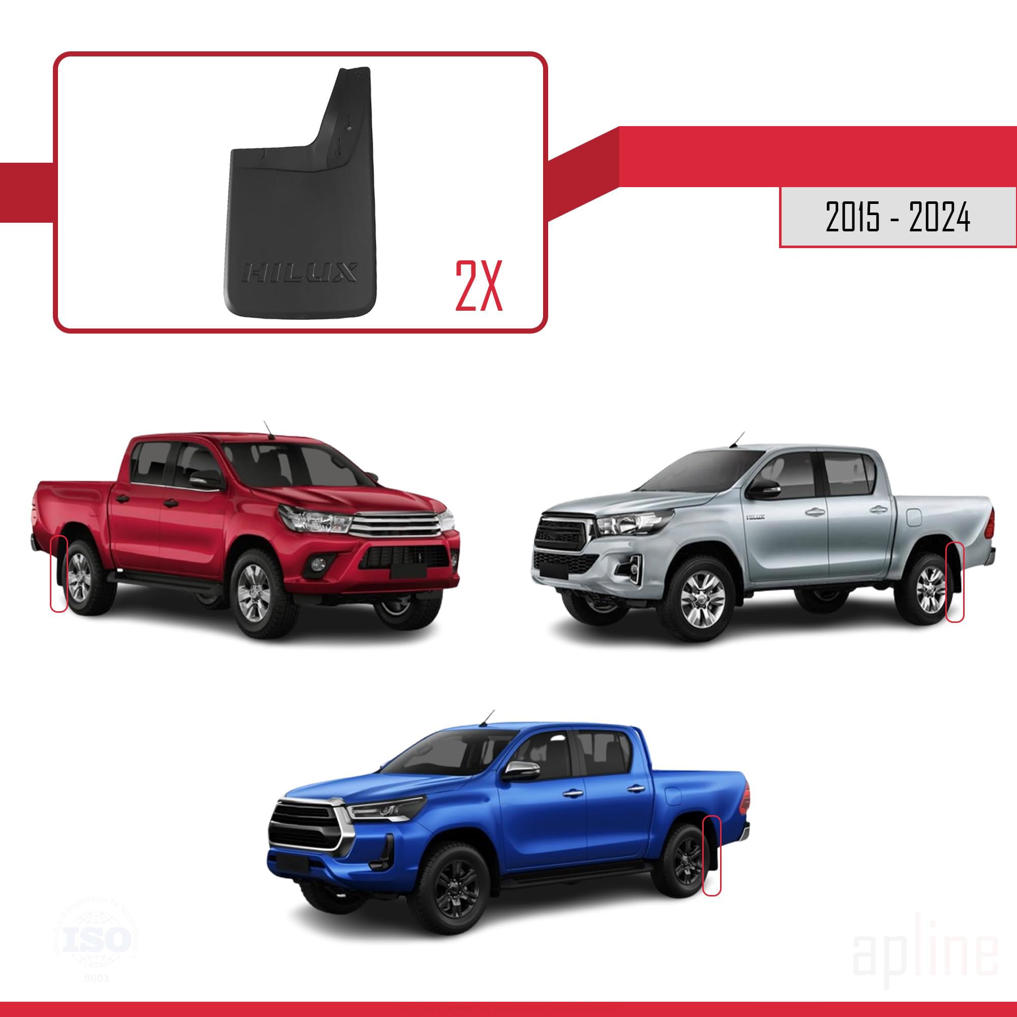 4 Pezzi Auto Parafanghi per Toyota Hilux 2015 2016 2017 2018 2019-2024,Parafanghi Anteriore e Posteriore Paraspruzzi Esterno Proteggere Decorazione Antispruzzo Accessori