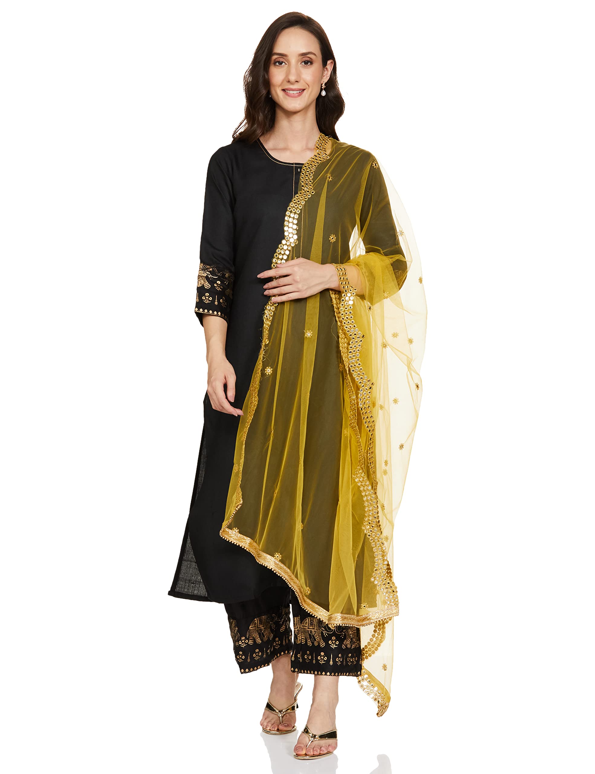 DUPATTA BAZAAR Verzierte Netz-Dupatta für Damen