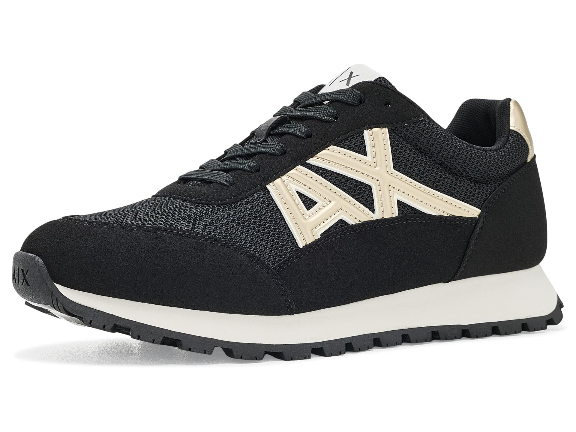 Armani Exchange Black Sneakers In Mesh And Microsuede