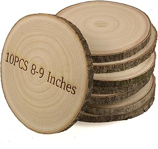 Natural Wood Slices for Centerpieces 10 Pack 8-9 inches Rustic Wedding Centerpieces Table Decorations Wood Rounds for Crafts Wooden Circles Discs