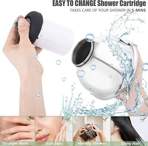 Miniatura 9 de Cabezal de ducha filtrado de metal para agua dura, cabezal de ducha de lluvia de alta presión de 6 pulgadas con filtro integrado, elimina el cloro y