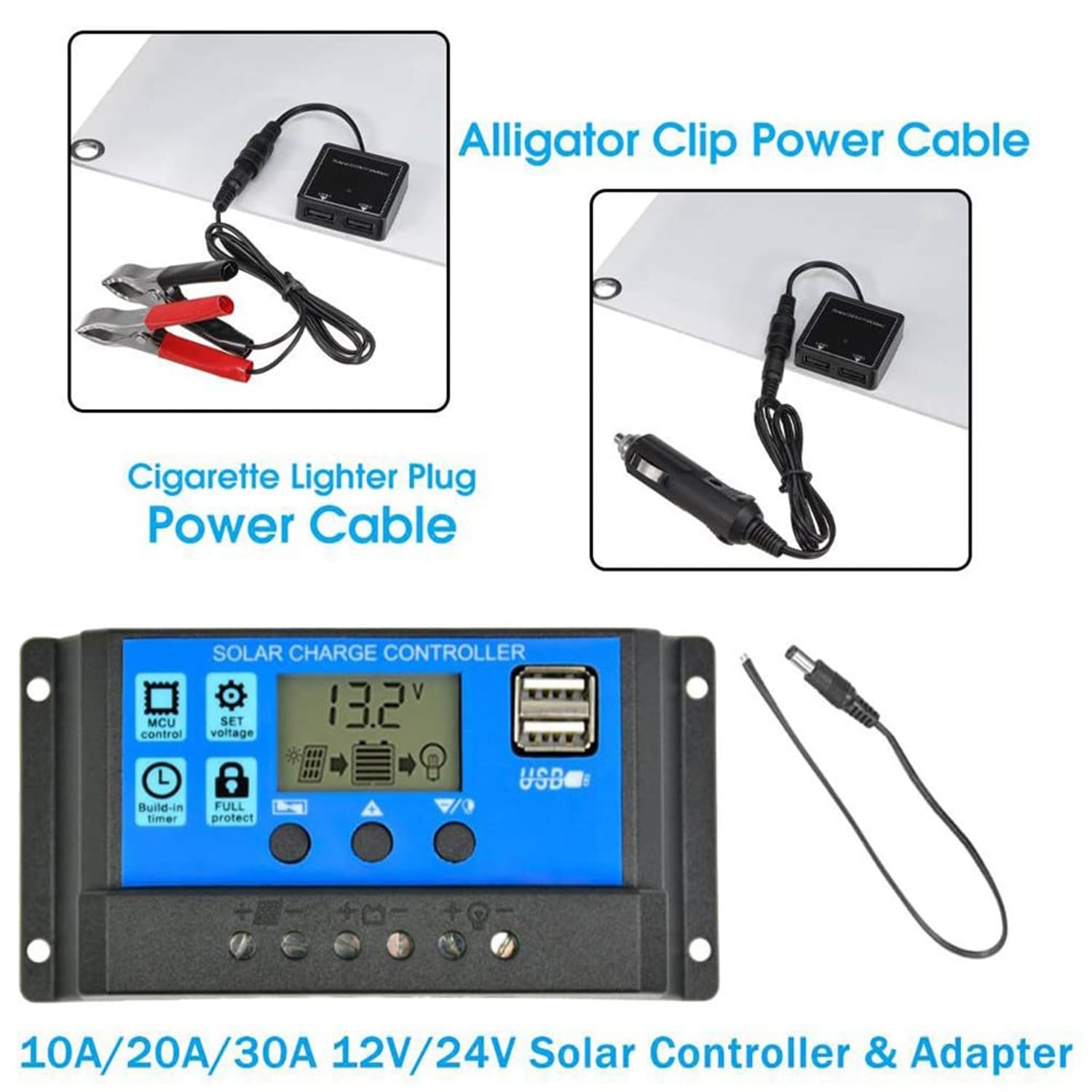 BLUEZY Kit Pannello Solare 25W Pannello Solare Mono con Controller 10A-60A Pannello Fotovoltaico per Auto, Yacht, Barca Leggera, Batteria, Campeggio E Superfici Ineguali 60A