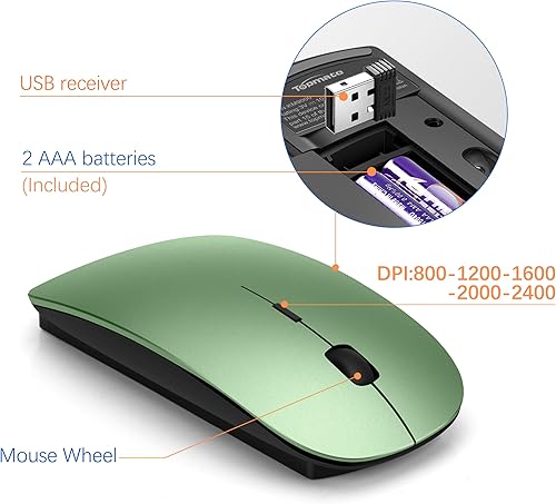 Miniatura 4 de TopMate - Combo de teclado y mouse inalámbricos ultradelgados, 2.4G silencioso compacto USB 2400DPI y teclado con interruptor de tijera con